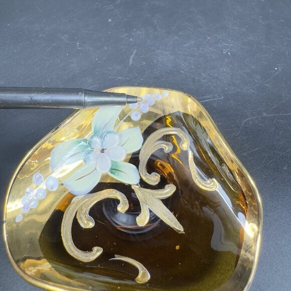 Venetian Art Glass Folded Dish Small Trinket Holder Ashtray Made In Italy Glass - Picture 9 of 11